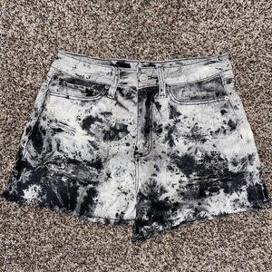 Black and White-Ripped-Tie Dye-Jean-Shorts
